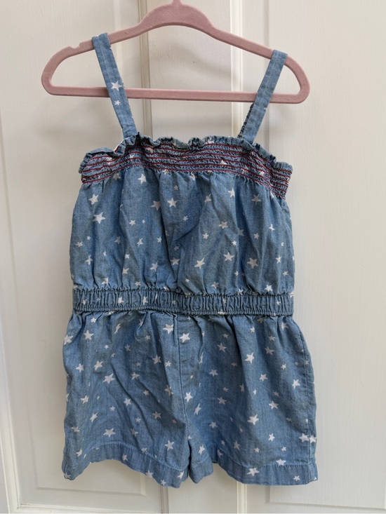 Way To Celebrate Other - Way to Celebrate Patriotic 4T Girls Red White Blue Denim Star Tank Top Romper